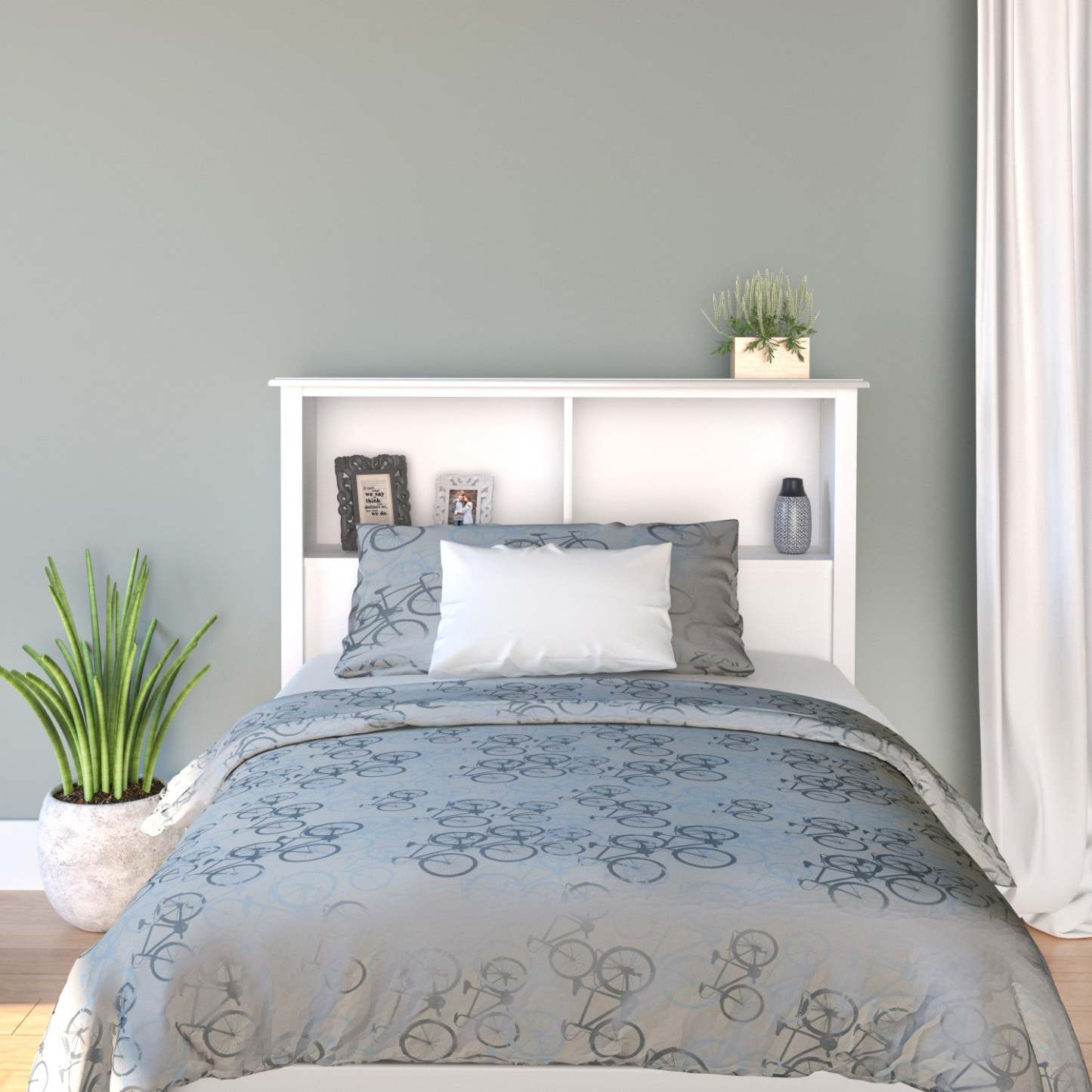 Tête de lit bibliothèque simple - Blanc|Tête de lit bibliothèque pour lit simple - blanche