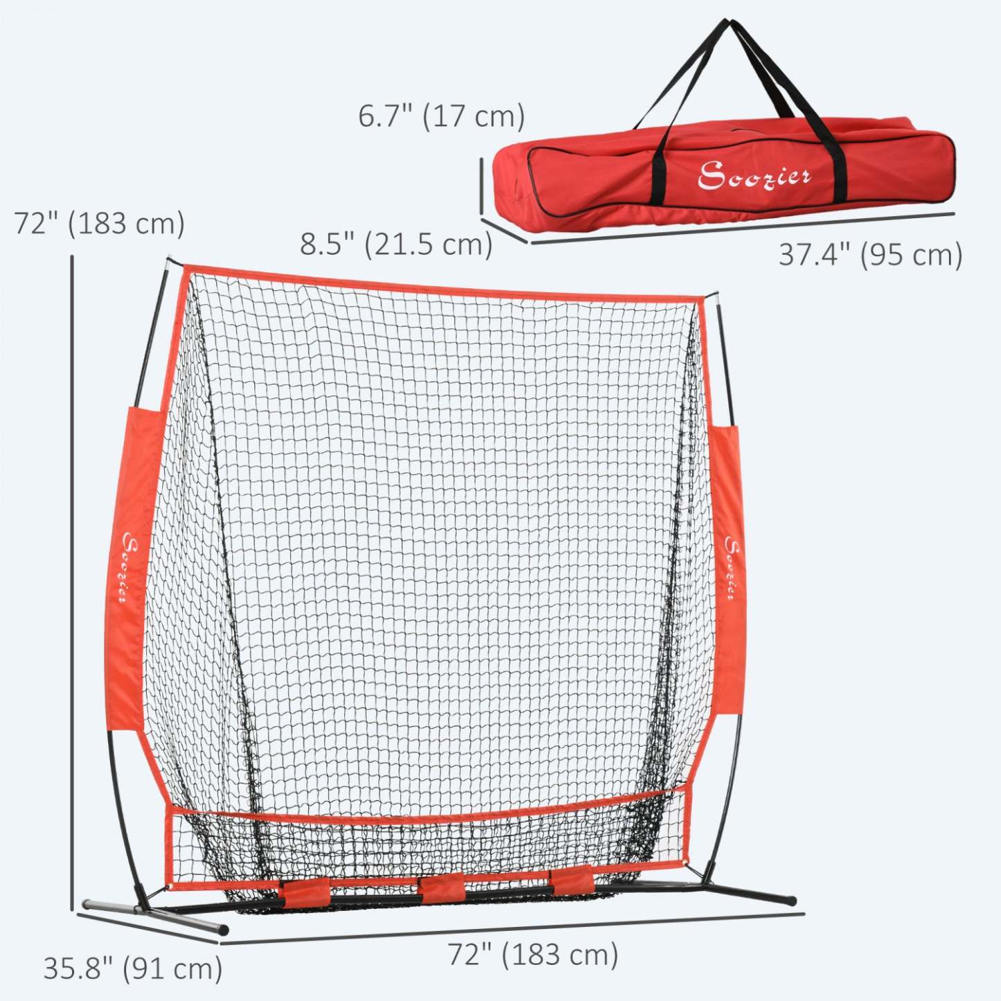 Soozier 6' X 6' Filet de Baseball, Filet d'Entraînement au Batting et au Lancer avec Sac de Transport