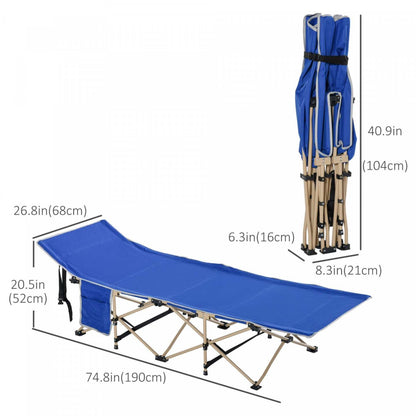 Lit de camping pliant Outsunny, lit de sommeil portable pour les voyages, bleu marine
