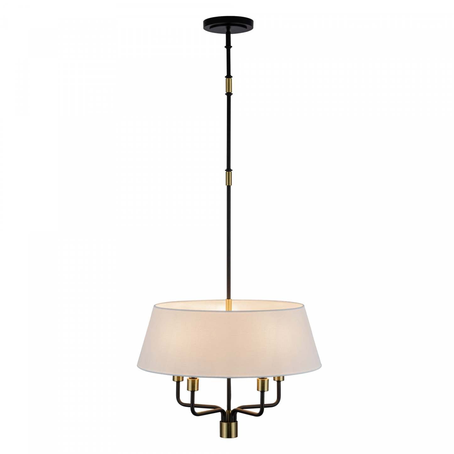 Providence 5 Light Pendant, Black, Brushed Brass Lamp | Suspension A 5 lampes Providence, Noir, Laiton Brosse