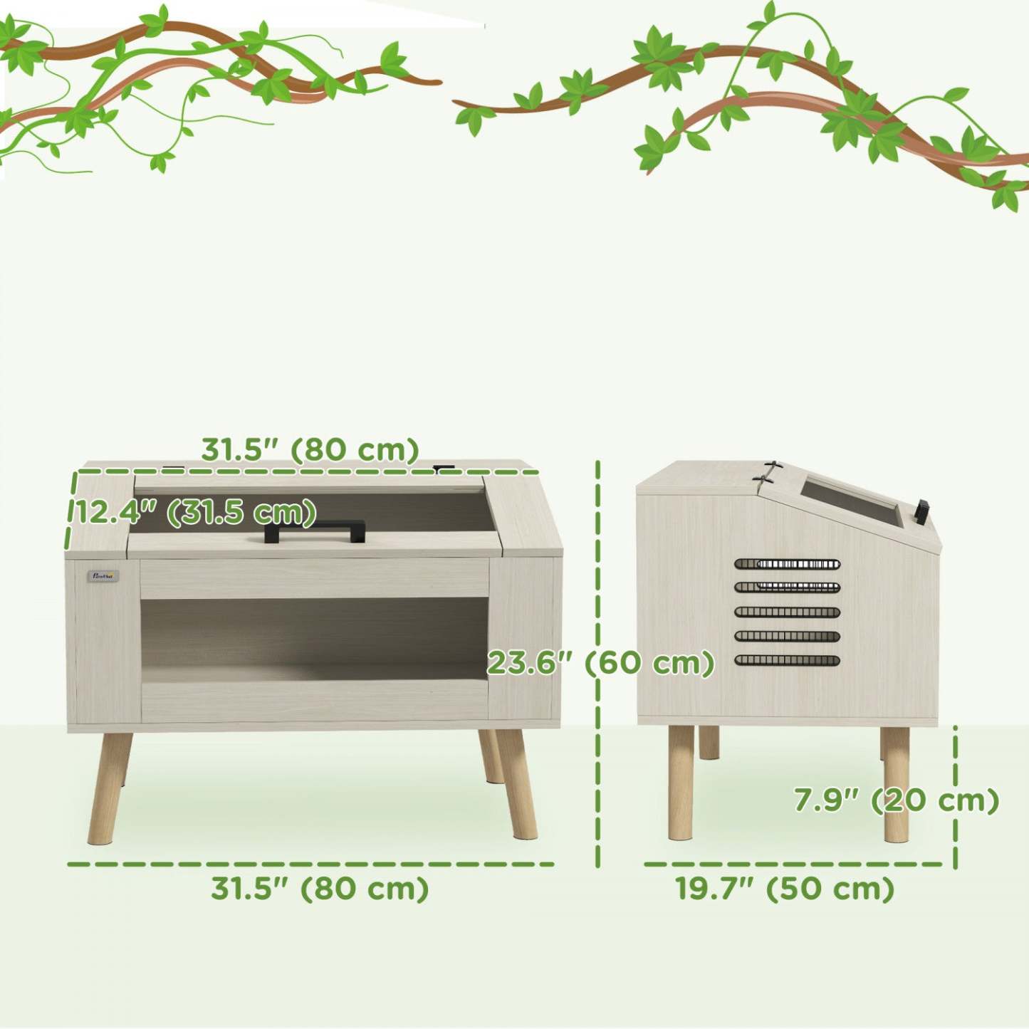 Pawhut Terrarium Pour Reptiles De 29 Gallons, 31,5 X 20 X 24 Réservoir Pour Reptiles À Ouverture Supérieure Avec Verre Trempé