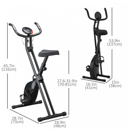Soozier Velo D'exercice Pliable X Avec 8 Niveaux De Résistance Vélo Stationnaire De Fitness Cardio