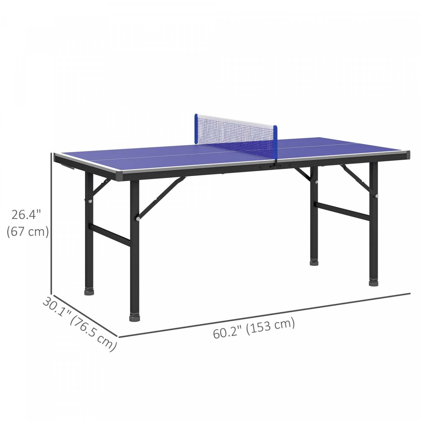 Table de Ping Pong Mini Soozier avec Pieds Réglables pour Intérieur et Extérieur, Bleue