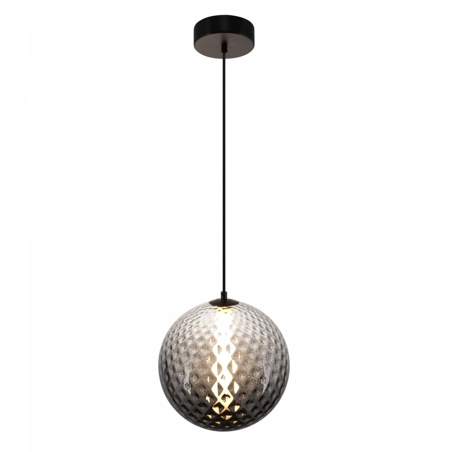Suspension LED intégrée Celeste 12, fumée avec lampe en verrerie diamant | Suspension A Del Integrees Celeste De 12 po, Fume Avec Verre Diamante
