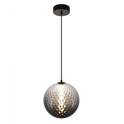 Suspension LED intégrée Celeste 12, fumée avec lampe en verrerie diamant | Suspension A Del Integrees Celeste De 12 po, Fume Avec Verre Diamante