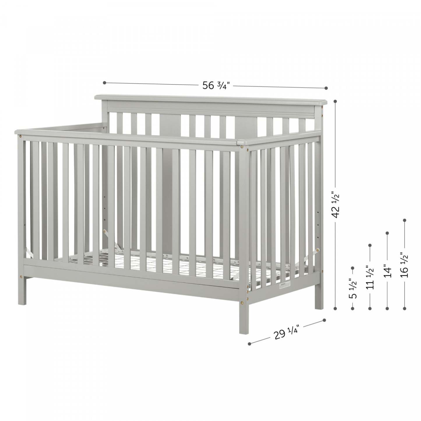 Lit de bébé Cotton Candy 4 hauteurs avec barrière pour tout-petit - Gris doux | Cotton Candy Baby Crib avec barrière de transition - Gris clair | D83GECSR