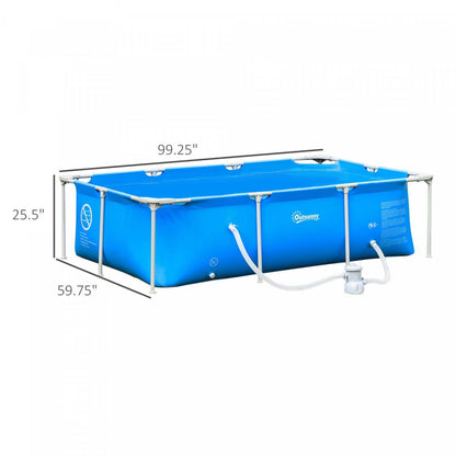 Outsunny 8,3' X 5' X 26” Cadre de piscine hors sol, bleu