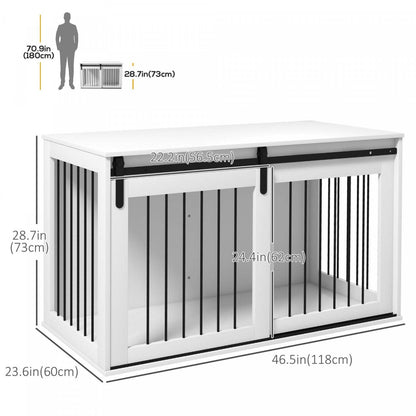 Pawhut Meuble De Cage Pour Chien, 46,5 Table D'appoint, Niche D'intérieur Pour Chiens De Très Grande Taille