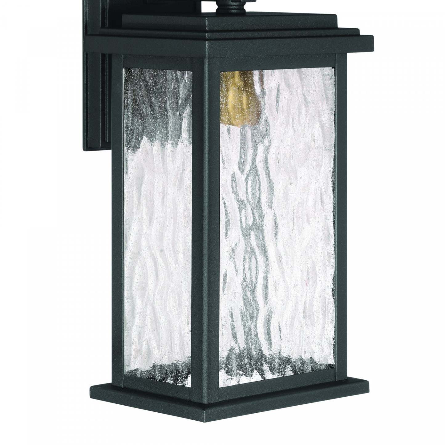 Estate 1 Light Outdoor Wall Sconce, Black, Brass With Rain Glassware Lamp | Applique Murale D’exterieur Estate A 1 lampe, Noir Et Laiton Avec Verre A Gouttelettes