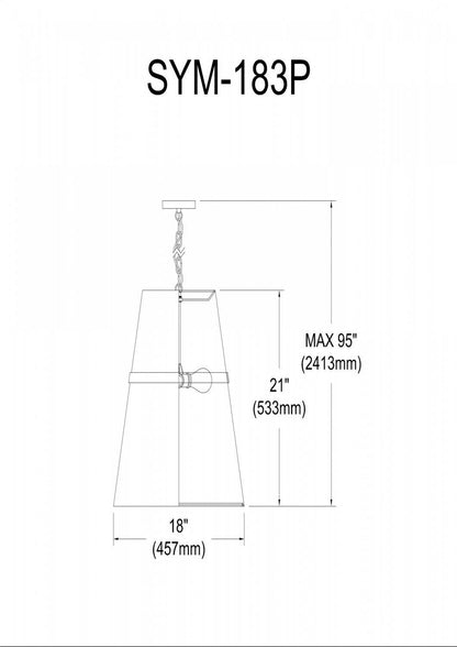 Luminaire suspendu Symphony de Dainolite avec abat-jour blanc mat, fini chromé poli et 3 ampoules
