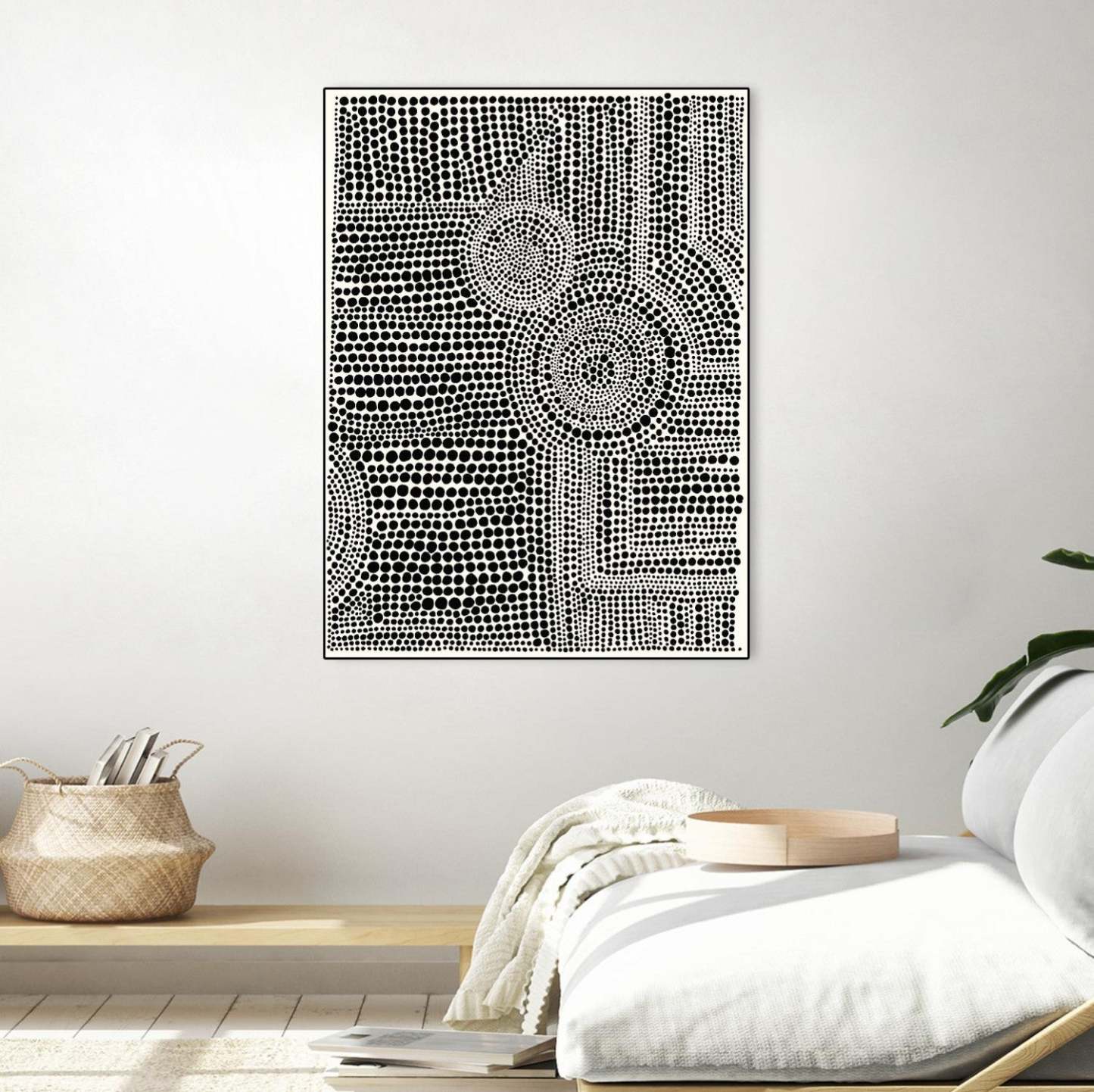 Clustered Dots A Canvas Framed Black 18x24 Wall Art|Œuvre d'art murale sur toile encadrée noire « Clustered Dots A » 18 x 24