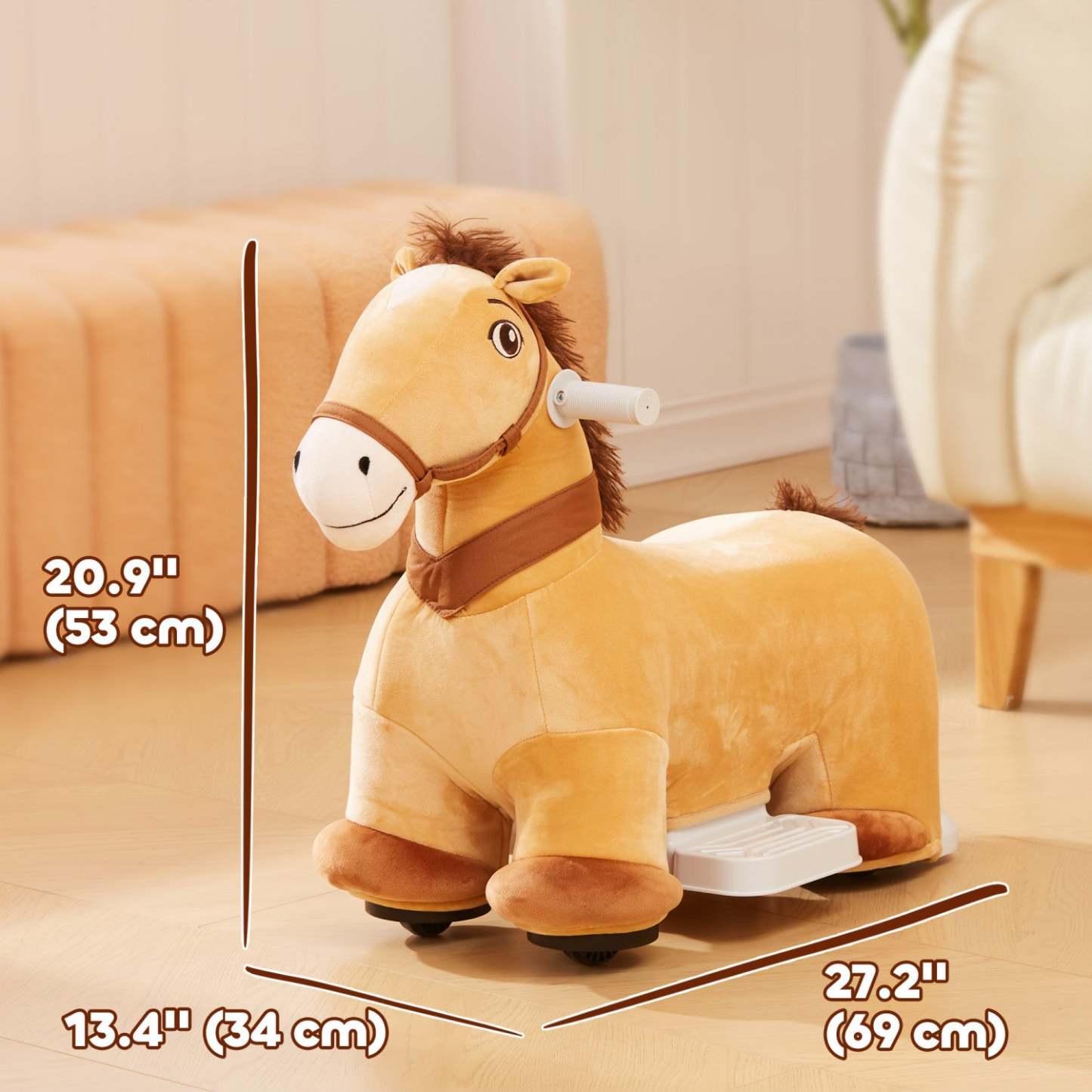 Qaba Cheval Électrique 6 V Alimenté Par Batterie Pour Enfants De 18 À 36 Mois, Jouet Animal Avec Mus