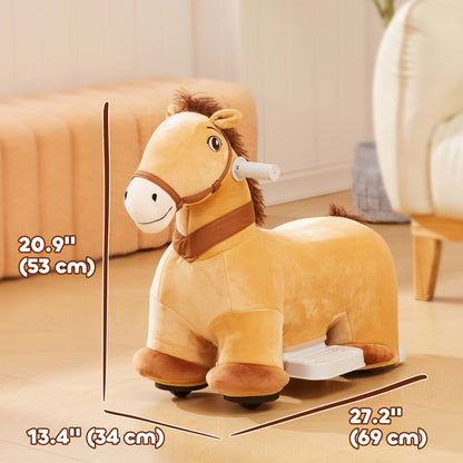 Qaba Cheval Électrique 6 V Alimenté Par Batterie Pour Enfants De 18 À 36 Mois, Jouet Animal Avec Mus