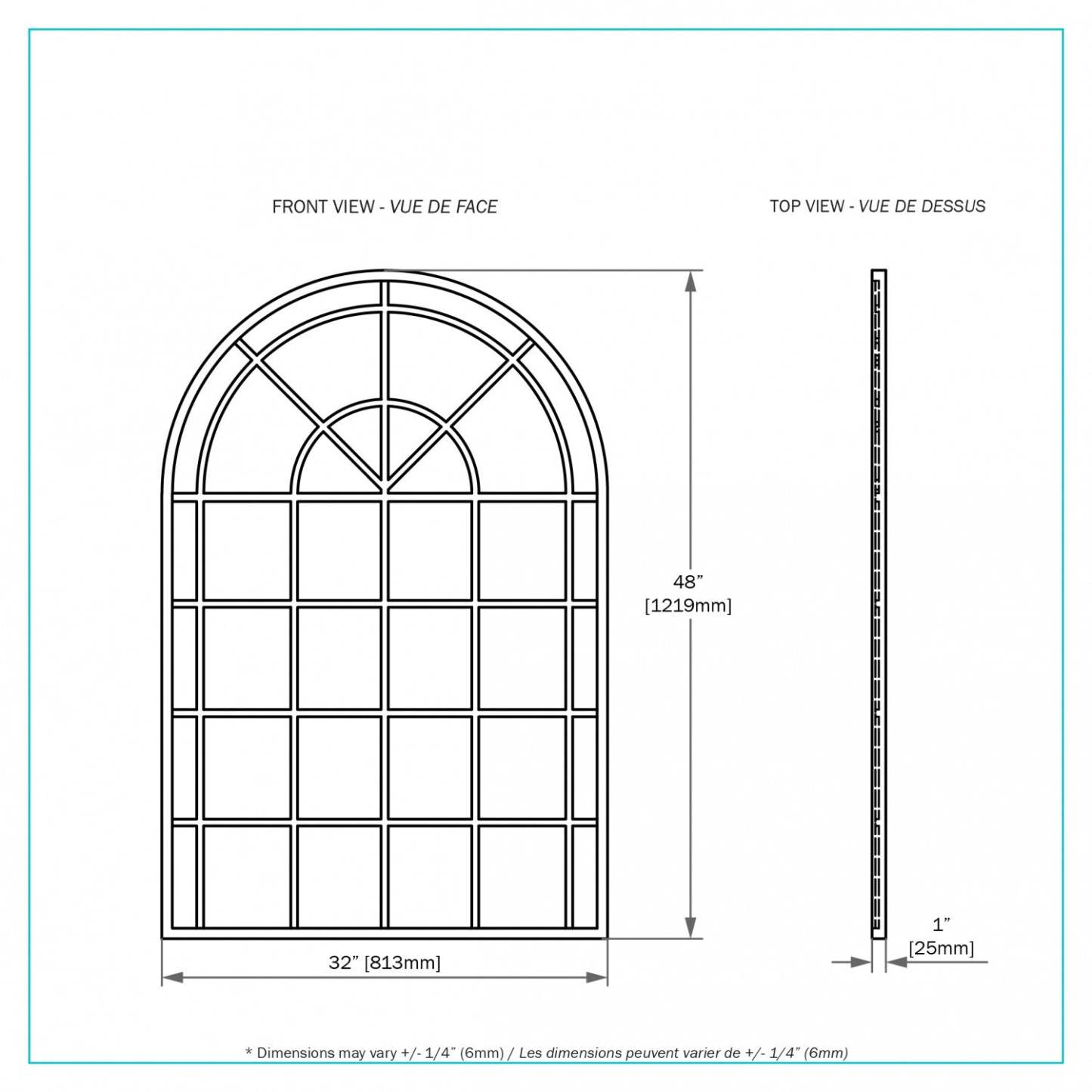 Miroir Seras de 47,95 po doré