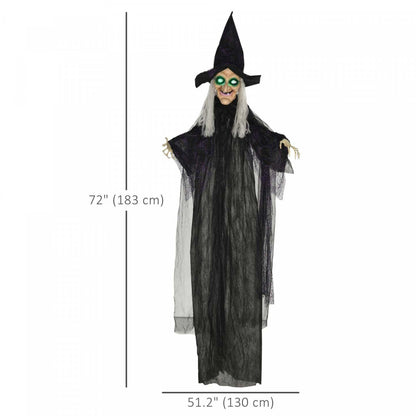 Homcom Accessoire D'Halloween Sorcière Noire Avec Yeux Lumineux Pour Fête|Homcom Black Witch Halloween Prop W/ Light Up Eyes For Party