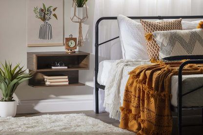 Sazena Table De Chevet Flottante - Noyer Naturel | Sazena Table De Chevet Murale - Noyer Naturel