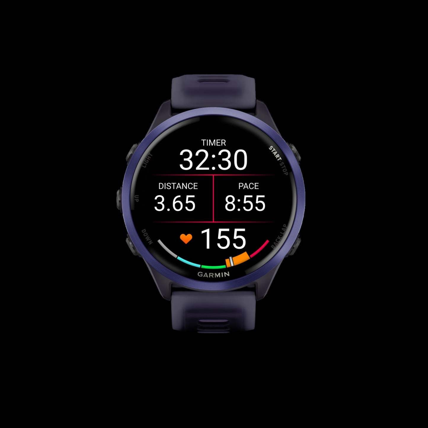 Montre intelligente Garmin Forerunner 570 47 mm, Amoled, Aluminium indigo, Violet/indigo, Suivi de fitness GPS, Course, Batterie de 11 jours