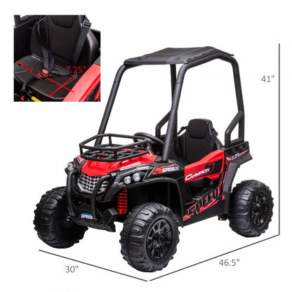 Aosom Kids Ride On Car 12v Battery-powered Electric Off-road Utv Toy 1.8-3.7 Mph Avec Toit Haut Pare|Jouet Utv Tout-terrain Pour Enfants A Batterie 12v Aosom 1,8-3,7 Mph Avec Télécommande Parentale AT
