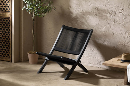 Agave Wood Rope Lounge Chair - Noir|Fauteuil de détente Agave en bois et en corde - noir