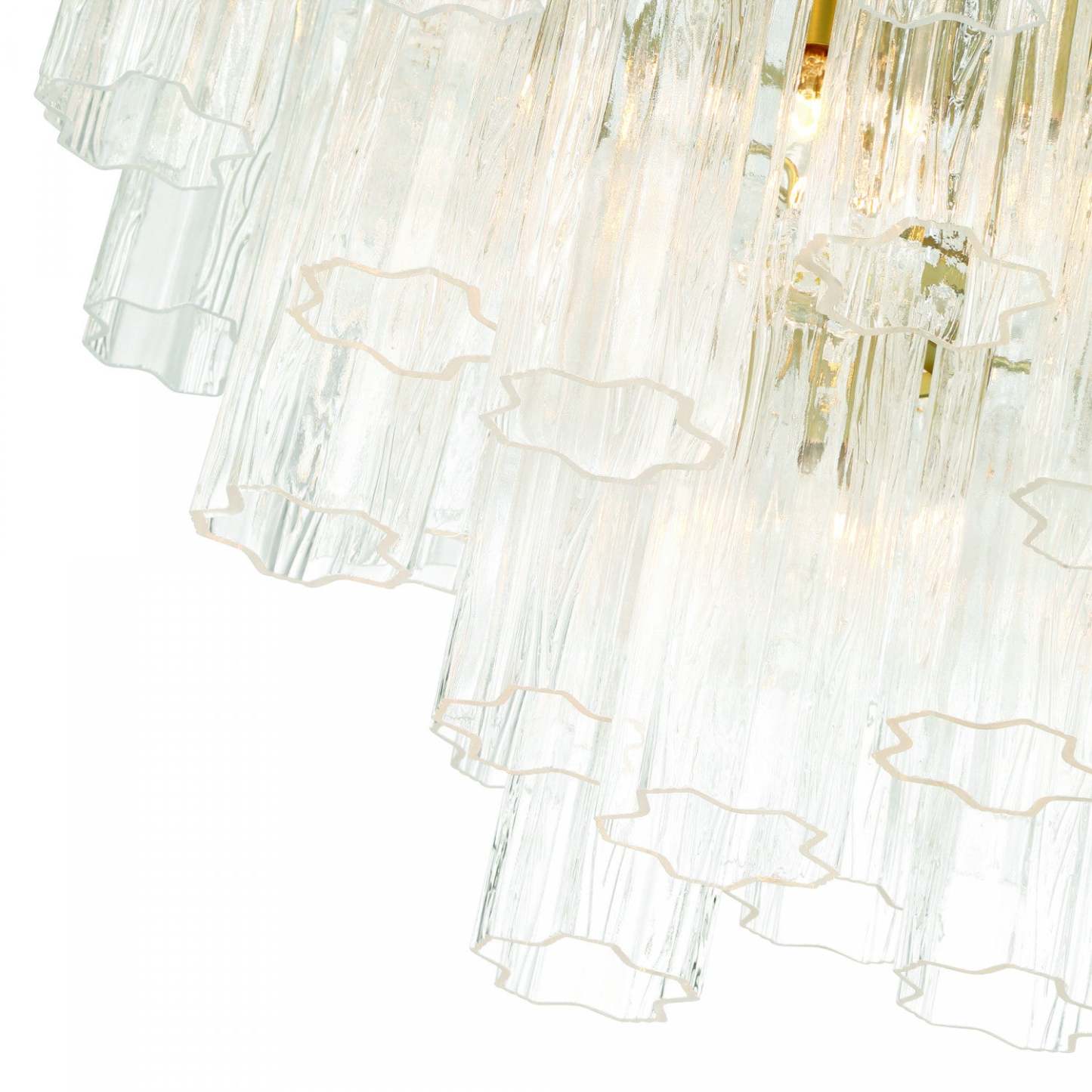 Lustre A 11 lampes Sophia, Laiton Et Verre De Style Tronchi