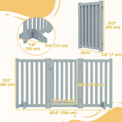 Pawhut Barrière Pliable Pour Chien Avec Porte, Barrière Autoportante À 3 Panneaux Avec Pieds De Soutien Indoor Playpen