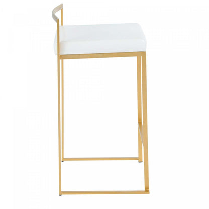 LumiSource Fuji White Faux Leather Contemporary Counter-Height Stool - Set of 2|Tabouret contemporain Fuji de hauteur comptoir en similicuir blanc - ensemble de 2