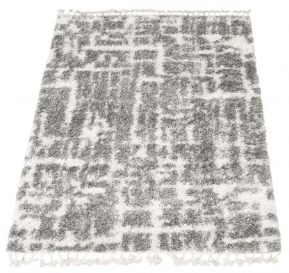 Helma Urban Cream, Dark Grey Shag 6'7 X 9'6 Area Rug|Carpette à poil long Helma Urban gris foncécrème 6 pi 7 po x 9 pi 6 po|D86FZMID