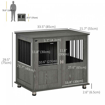Pawhut Cage Pour Chien Avec Porte Magnétique Verrouillable, Pieds réglables, Table D'appoint Pour Ni