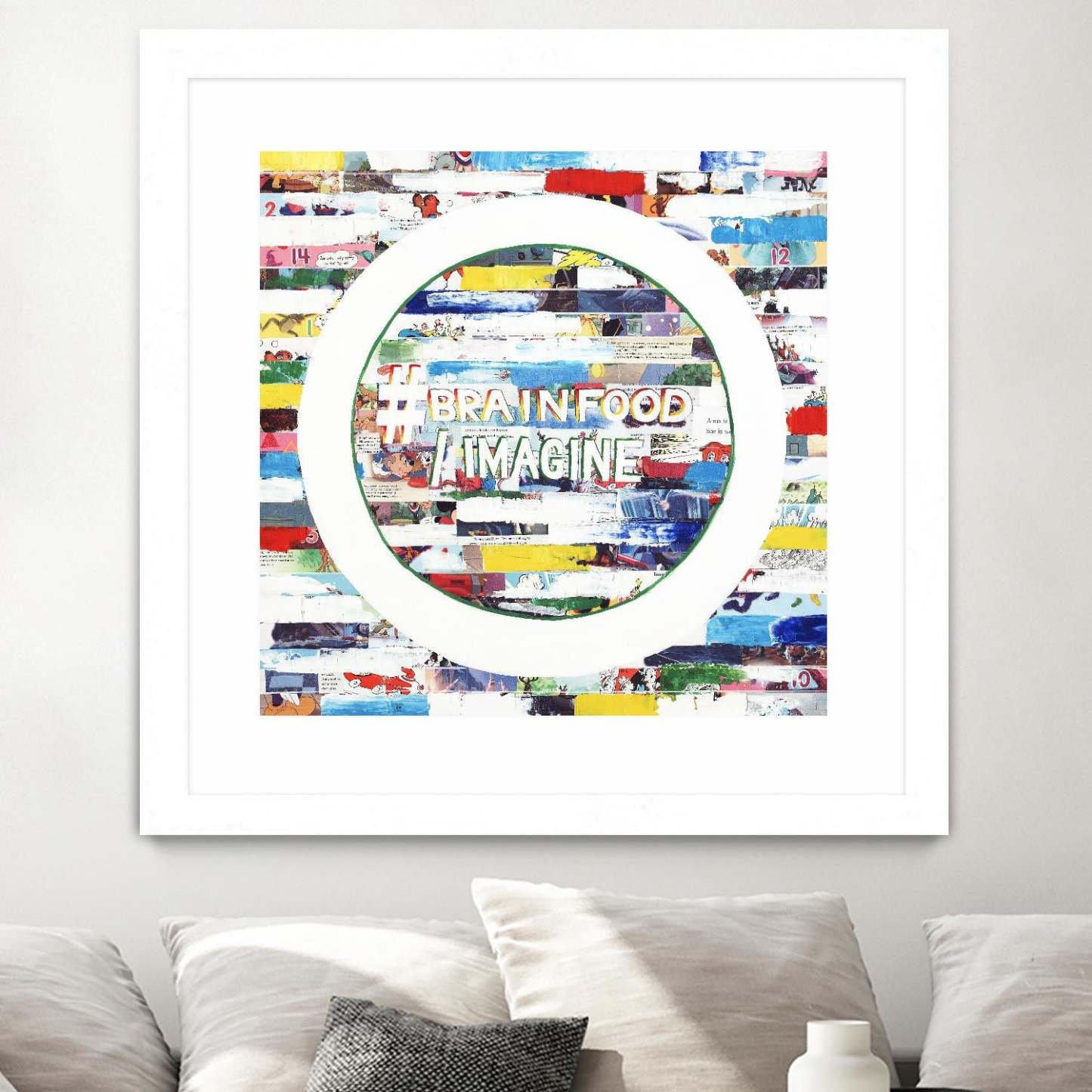 Smoke Circus Iv Matted and Framed White 36x36 Wall Art|Œuvre d'art murale encadrée blanche et mate « Smoke Circus Iv » 36 x 36