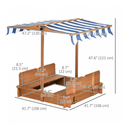 Kids Wooden Sandbox With Lid Outdoor Backyard Playset Children Sand Play Station W/adjustable Cover | Bac à sable en bois pour enfants avec couvercle, station de jeu de sable d'extérieur pour enfants avec couvercle ajustable