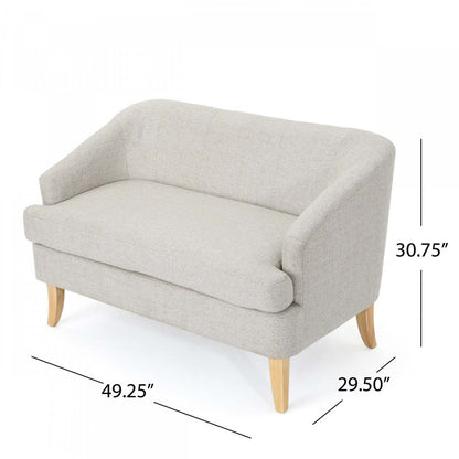 Zona Linen-look Fabric Loveseat With Flared Wood Legs - Beige | Causeuse Zona En Tissu aspect lin Avec Pattes Évasées En Bois - Beige