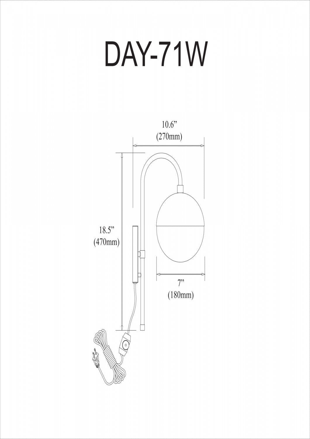 Dainolite Dayana 1 Light Wall Sconce Matte Black Finish White Glass Hardwire Or Plugin Lamp|Applique murale Dayana de Dainolite câblé ou branchée en verre blanc, avec fini noir mat et 1 ampoule