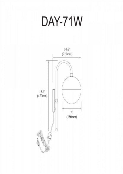 Dainolite Dayana 1 Light Wall Sconce Matte Black Finish White Glass Hardwire Or Plugin Lamp|Applique murale Dayana de Dainolite câblé ou branchée en verre blanc, avec fini noir mat et 1 ampoule