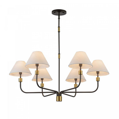 Providence 6 Light Chandelier, Black, Brushed Brass Lamp | Lustre A 6 lampes Providence, Noir, Laiton Brosse