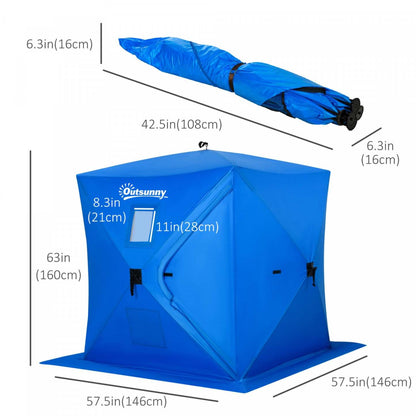 Outsunny 2 Person Pop Up Ice Fishing Tent Shelter With Carry Bag, Blue|Outsunny Abri De Tente De Pêche Sur Glace Pour 2 Pers Sac De Transport Bleu