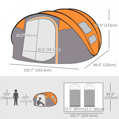 Outsunny Tente De Camping 5 Personnes Tente Pop Up Automatique Avec Sac De Transport Portes