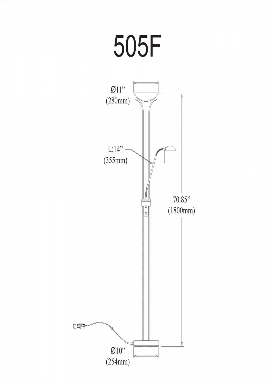 Dainolite Mother &amp; Son Lampadaire Satin Chrome Finish|Lampe à pied Mother &amp; Son de Dainolite avec fini chrome satiné