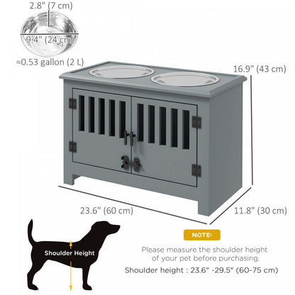 Pawhut Gamelles Surelevées Pour Chien, Mangeoire Surelevée Avec 2 Gamelles En Acier Inoxydable, Armoire, Porte, Pour Extr