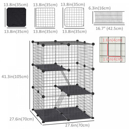 Pawhut Parc Pour Animaux Domestiques Enclos Modulaire 3 Niveaux Pour Lapins Chinchillas Avec Connexi