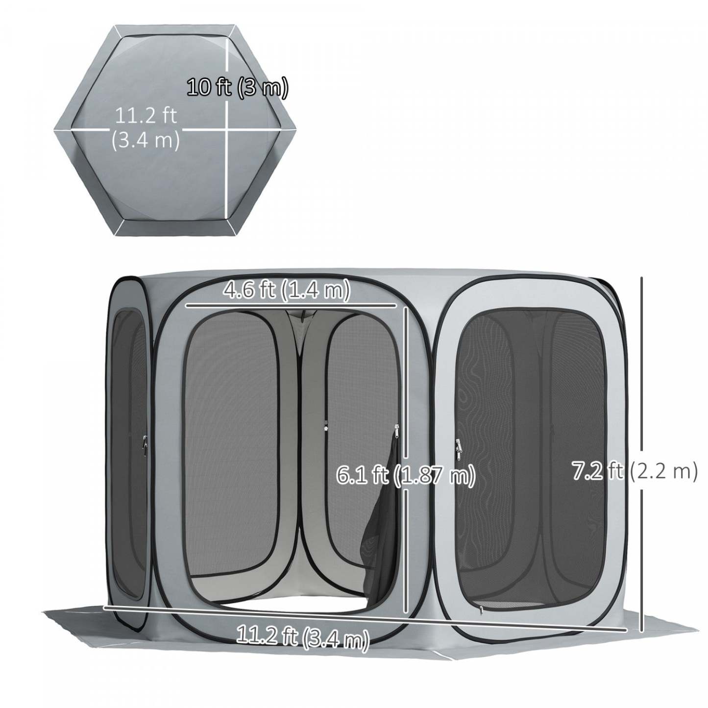 Outsunny Tente Écran Pop Up 11ft, Gazebo de Camping Upf50+ Avec Sac de Transport