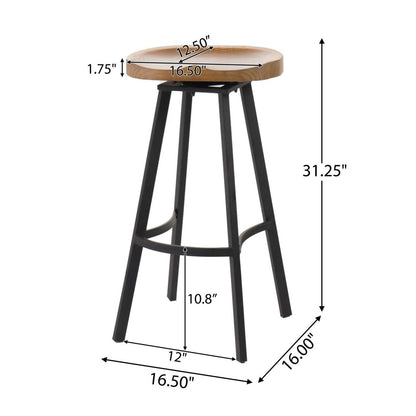 Lot De 2 Tabourets De Bar Pivotants Larry Avec Siège Rotatif À 360°- Finition Bois Naturel Vieilli