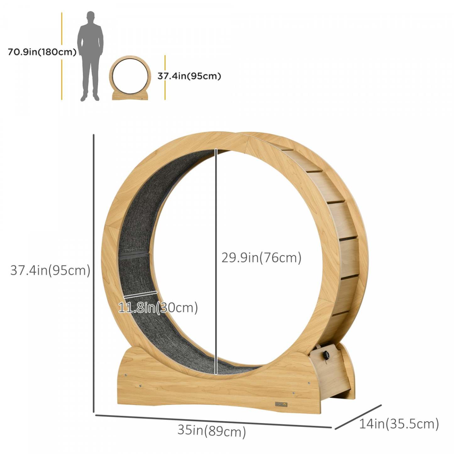 Pawhut Roue De Course Pour Chat, Tapis Roulant D'exercice Pour Chat Avec Frein, Tapis De Course En M