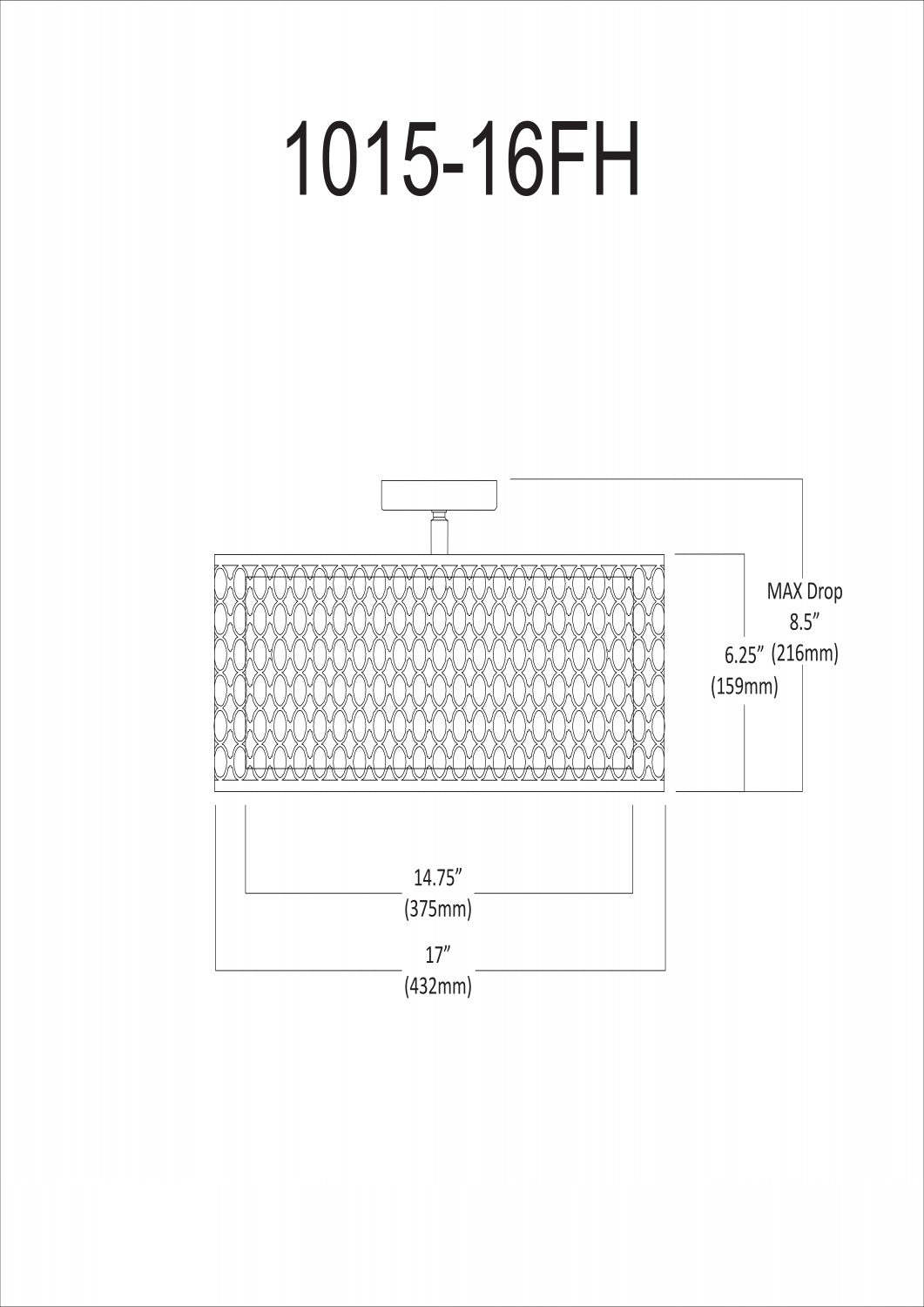 Dainolite Kordan 3 Light Semi-flush Mount Satin Chrome Finish White Shade Lamp|Plafonnier semi-affleuré Kordana de Dainolite avec abat-jour blanc, fini chrome satiné et 3 ampoules
