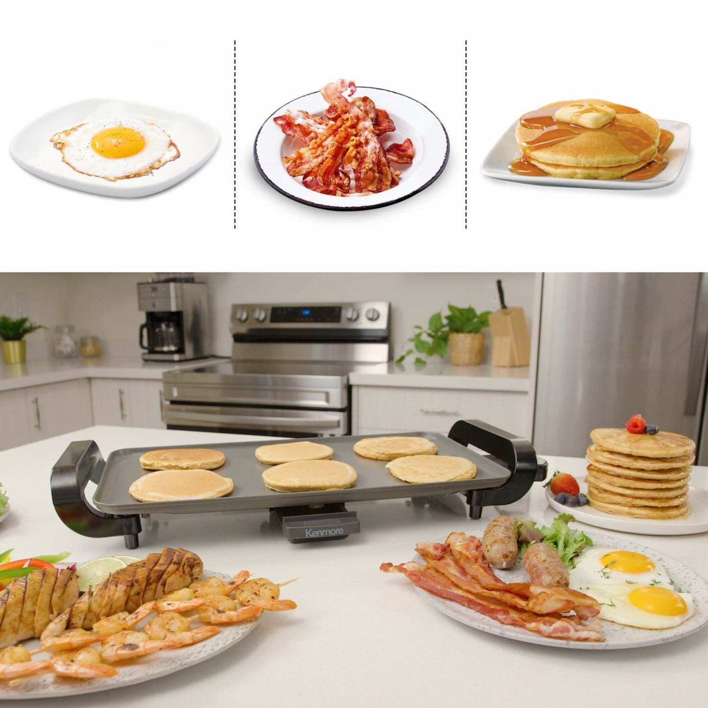 Plaque chauffante électrique antiadhésive Kenmore 10 po x 18 po, grise - KKNSEGGrey