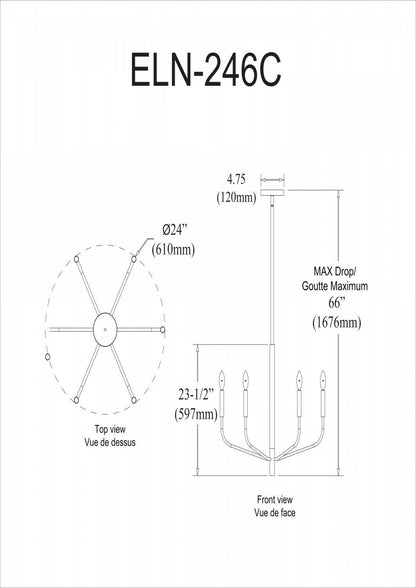 Dainolite Eleanor 6 Light Chandelier Aged Brass Lamp|Lustre Eleanor de Dainolite avec fini laiton vieilli et 6 ampoules