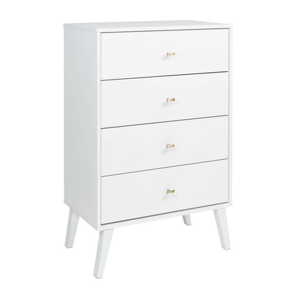 Milo Tall 4-Drawer Chest - Blanc|Commode verticale haute Milo à 4 tiroirs - blanche
