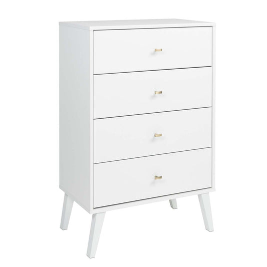 Milo Tall 4-Drawer Chest - Blanc|Commode verticale haute Milo à 4 tiroirs - blanche