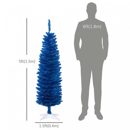 Homcom Pencil Artificial Christmas Tree, Pencil Xmas Tree, Deep Blue|Homcom Sapin De Noël Artificiel Fin 5pi, Arbre De Noël, Bleu Profond