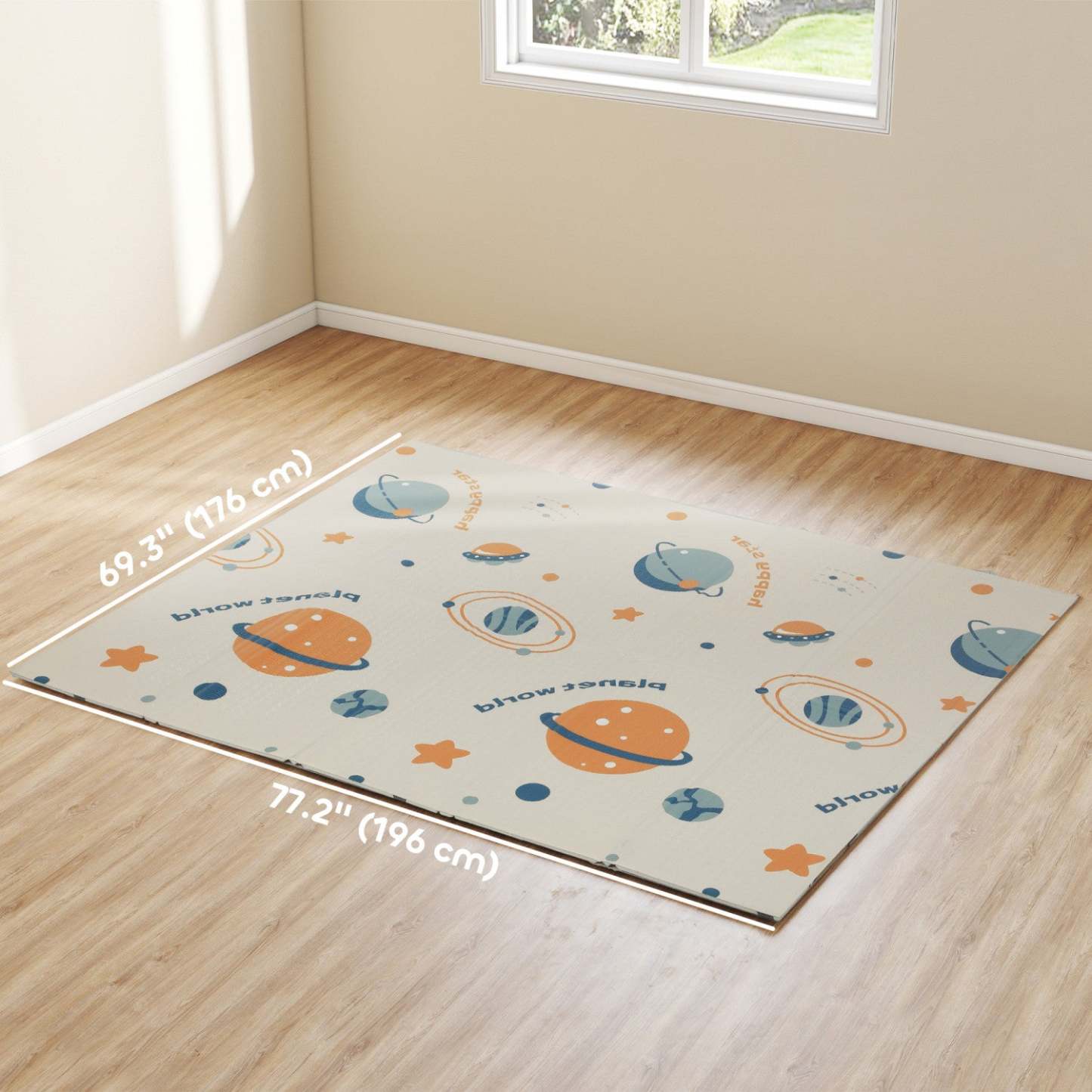 Tapis de jeu Qaba Baby 77 X 69, tapis de rampe extra large réversible et pliable pour bébés et tout-petits, tapis de sol en mousse imperméable pour nourrissons, thème astronaute et planète