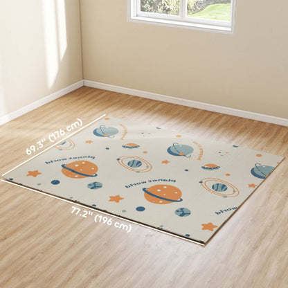 Tapis de jeu Qaba Baby 77 X 69, tapis de rampe extra large réversible et pliable pour bébés et tout-petits, tapis de sol en mousse imperméable pour nourrissons, thème astronaute et planète